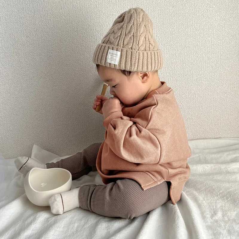 Korean Knitted Cotton Round Neck Long-Sleeved Boys And Girls Sweatshirts Autumn Winter New Childrens Pullover Sweater TopsY240814