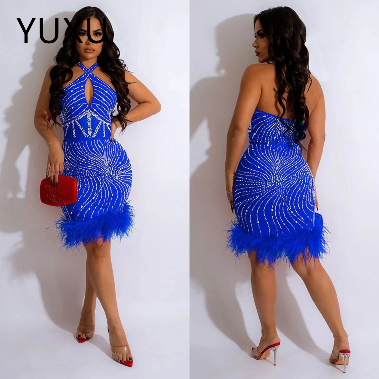 Glitter Mermaid Prom Dresses Luxury Sheer Neck Applique Crystal Beaded Sequins Party Gowns Evening Gowns Robe Sequins Evening Party Wear Fashion Long 
