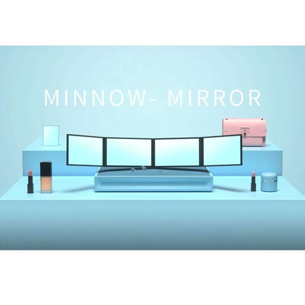 4-way extendable and adjustable mirror 360 degree no dead angle mini folding portable handheld self cutting mirror makeup tool W240813