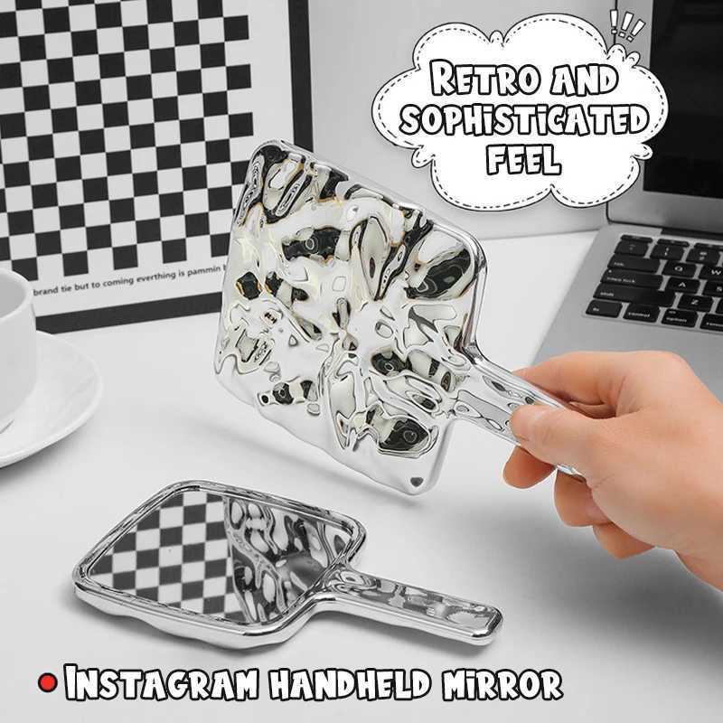 Square handheld makeup mirror liquid shape makeup mirror with handheld mirror compact mirror for spa salons used for eyelash extension W240813