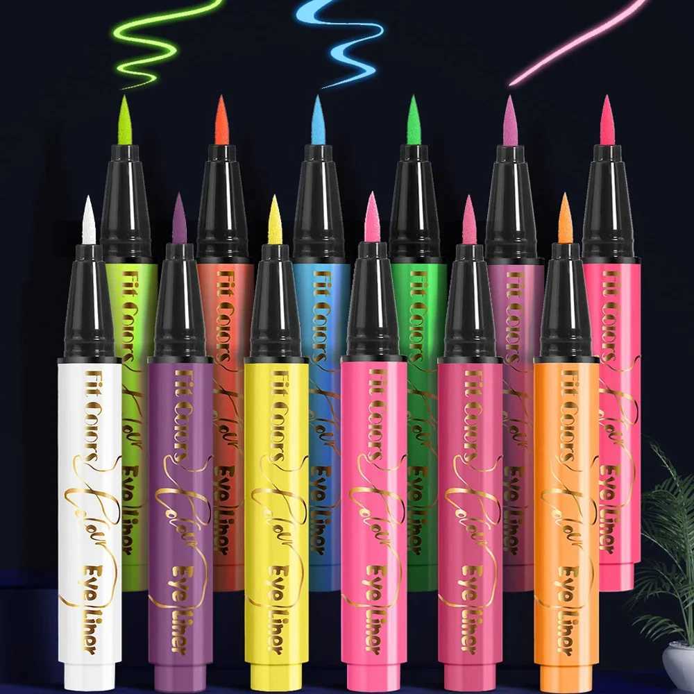 Eyeliner Pen Liquid Green Yellow Pink UV Luminous Colorful Light Neon Eye Liner Waterproof Face Body Paint Pen Festival Makeup Y240813