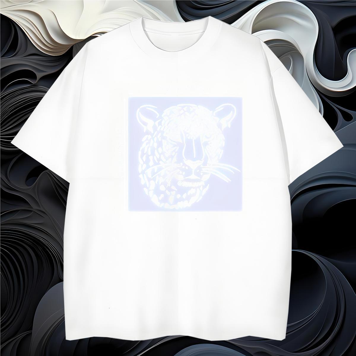 Classic Mens T Shirts leopard Short Sleeve Soft Casual Plus Size Cartoon 230g 100% Cotton Men Tops Tees New Designer Clothes