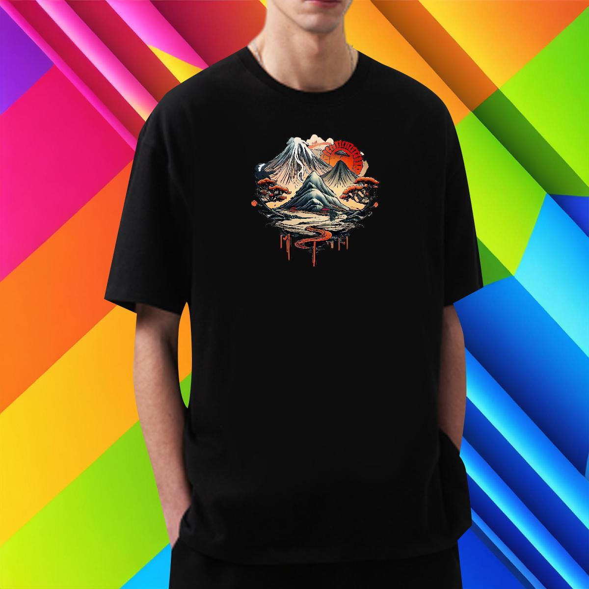 Comfortable Men Tops Tees Hip Hop 230g Cotton Plus Size Cartoon Breathable Crew Neck sun T-Shirts for Men Classic Clothes