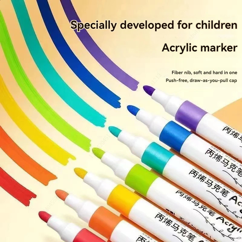 12-80 Colores Set Acrylic Paint Art Marker Pen Rock Painting for Kids Graffiti Stone Ceramic Glass Wood DIY Crafts Art Supplies 240813