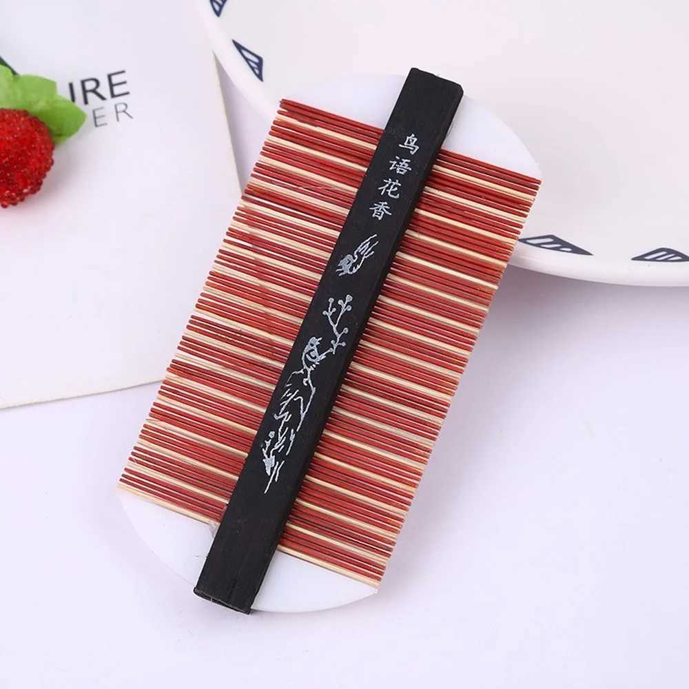 Chinese traditional bamboo lice comb handmade thick comb rose to remove itching scratch head flea Cootie comb W240813