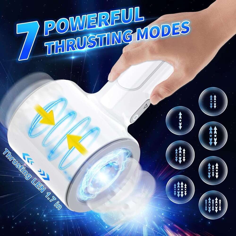 Automatic thrust male device, Pocket Pusscat male device cup with 7 thrust and vibration modes, men's stroke machine, double open end massager se