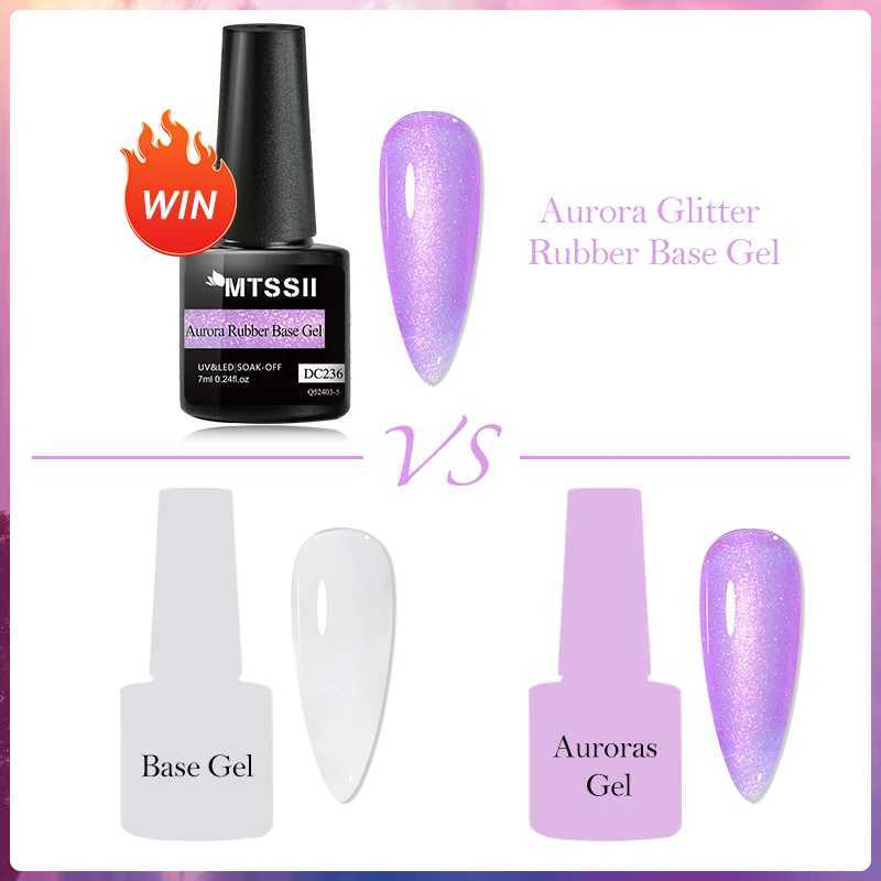 Mtssii 7ml Auroras Pearl Shell Rubber Base Gel 3D Thread Shell Gel White Gold Semi Permanent Soak Off UV LED Nails Art VernisM240814