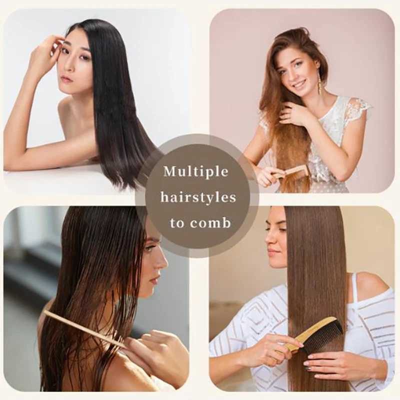 Natural bamboo and wood tail hair comb anti-static hair care healthy massage closed teeth comb W240813