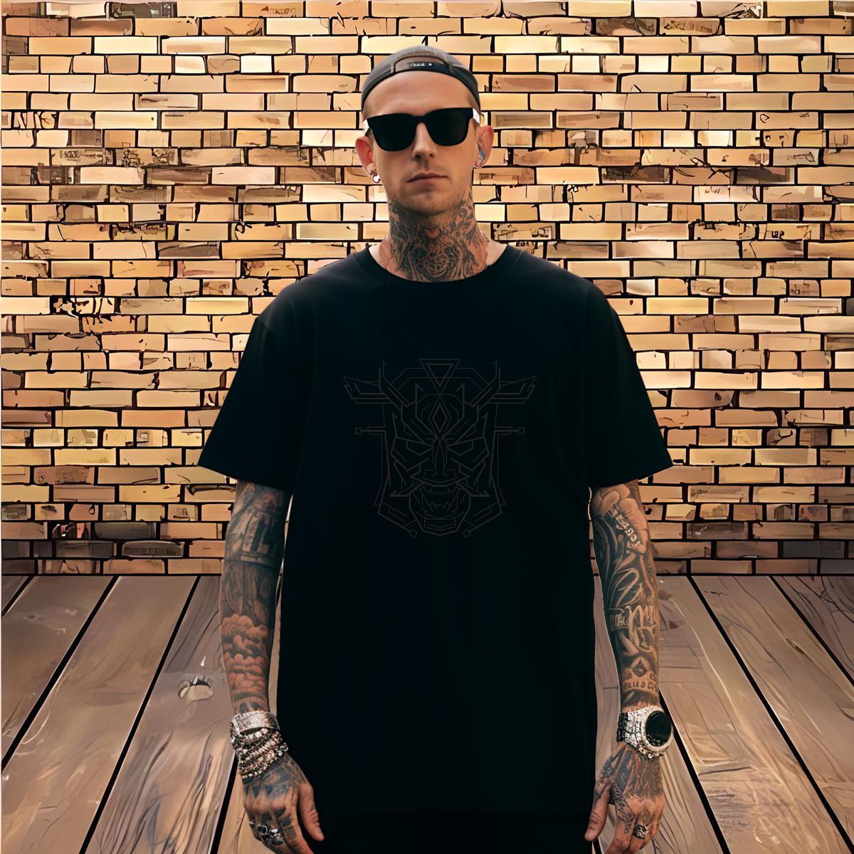 Man T Shirts 230g Cotton Lines Street wear Hip Hop Crew Neck Plus Size Cartoon Men Tees Fashion Loose Tee Shirt