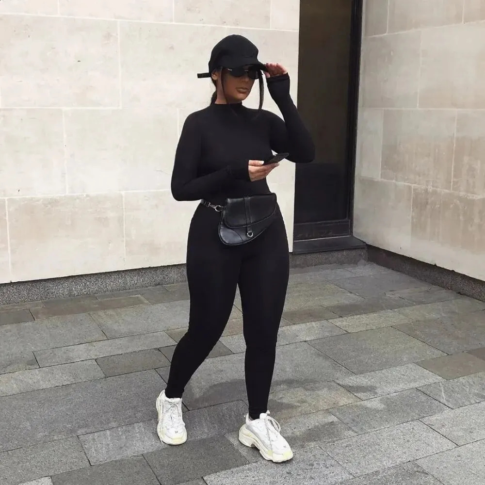 2024 Spring Women Sexy Jumpsuit Streetwear Long Sleeve Bodycon Solid Sport Fitness Jumpsuits Romper Overalls For Body Suit 240829