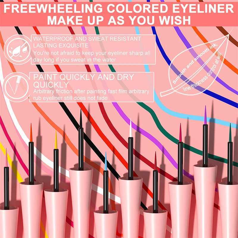 18 Color Liquid Eyeliner Quick Dry Long Lasting Eyeliner Smooth Line Red Yellow Does Not Fade Eye Makeup Y240813