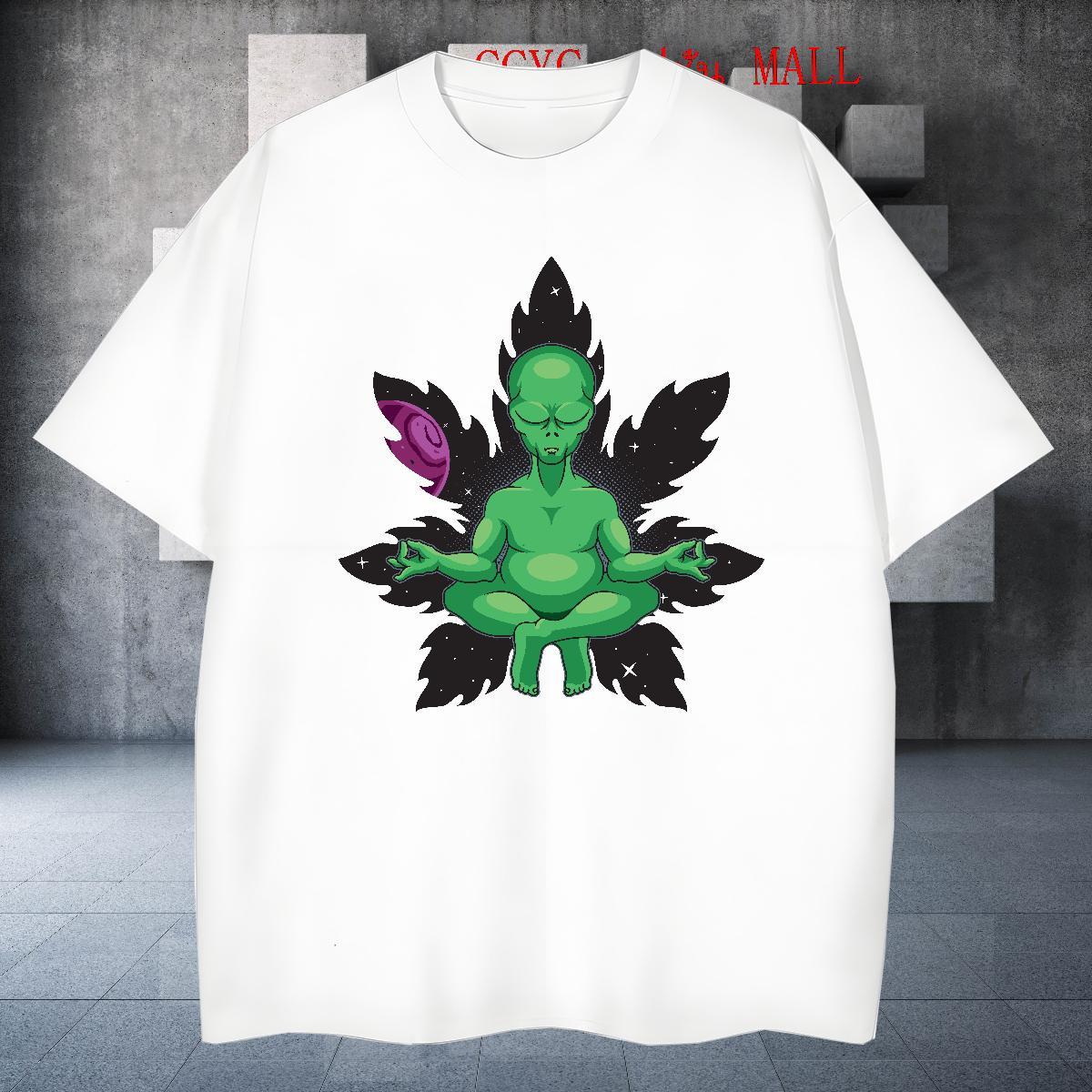Loose Tshirts Spring Summer 230g Pure Cotton Custom Print Oversized Breathable Crew Neck ET T shirt Brand Tee Shirt