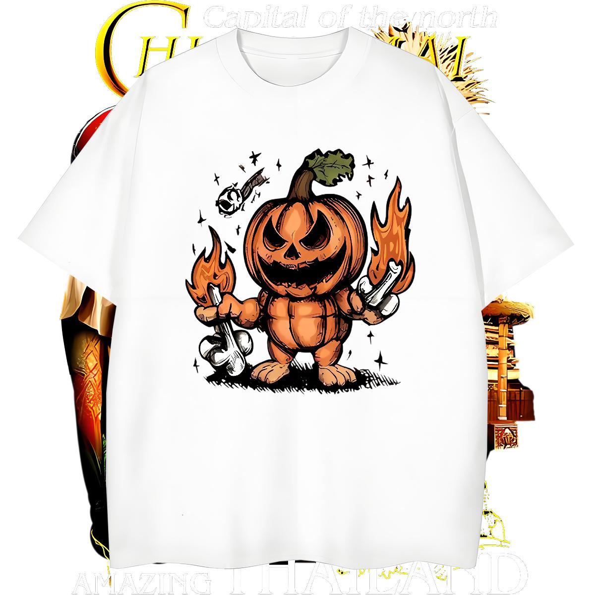 Comfortable Mens T Shirts halloween Breathable Short Sleeve Street Cartoon Print 230g 100% Cotton Mens Tshirts Factory Direct Polos