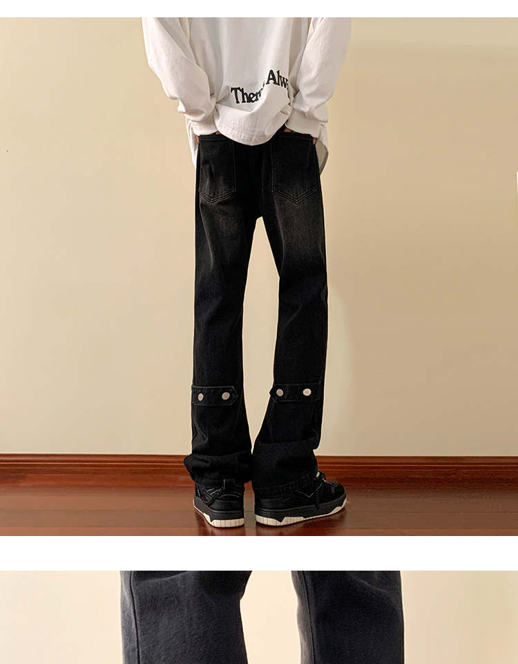 C315-G202 American High Street Mid Seam Splicing Hand Wipe Ma Liu Laundry Jeans (P48X68) 4