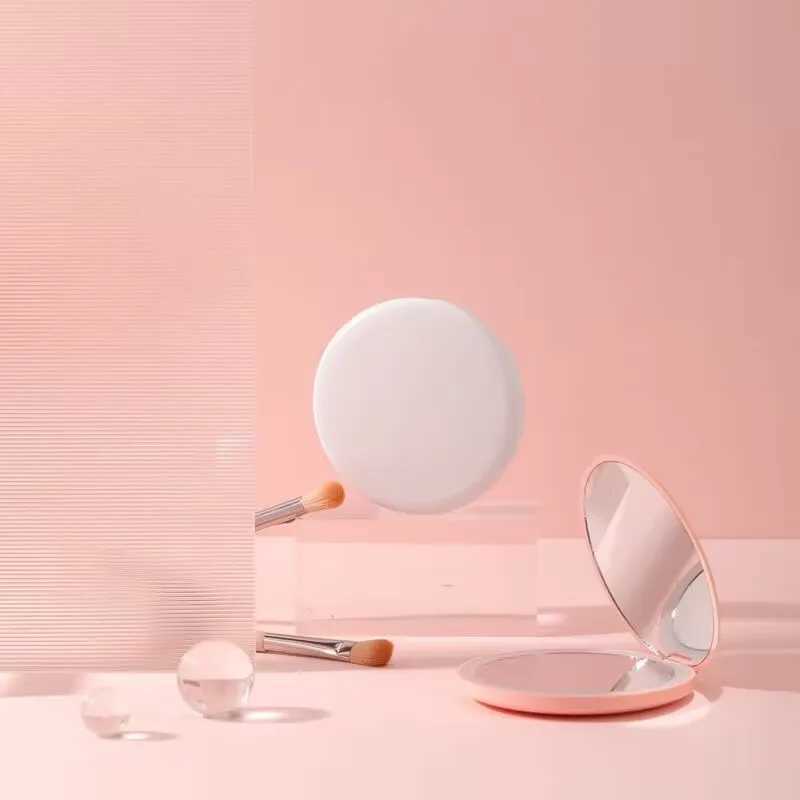 Mini LED light makeup mirror foldable compact mirror with illuminated circle portable USB handheld makeup mirror W240813