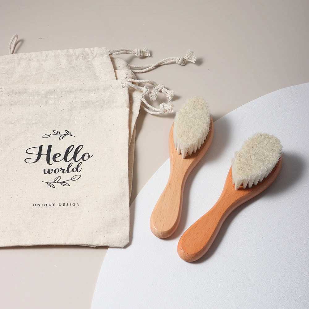 Product Description High quality natural wool beech wood comb baby brush W240813