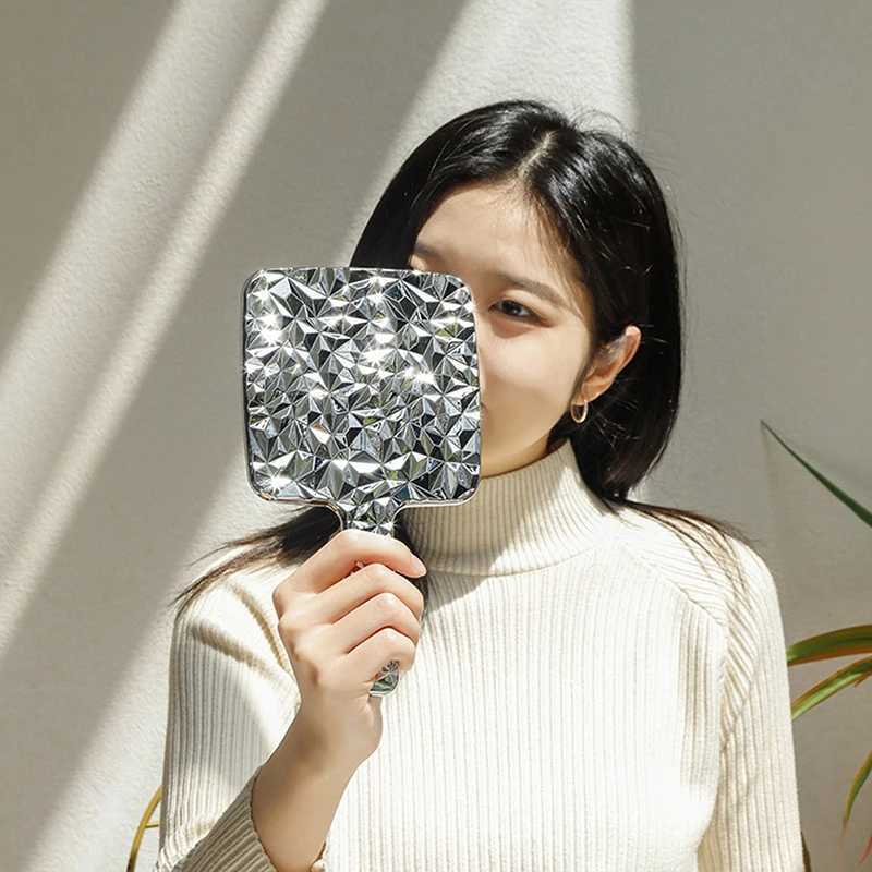New portable mini Ins liquid shaped square mirror handheld desktop beauty mirror makeup mirror travel metal beauty mirror W240813