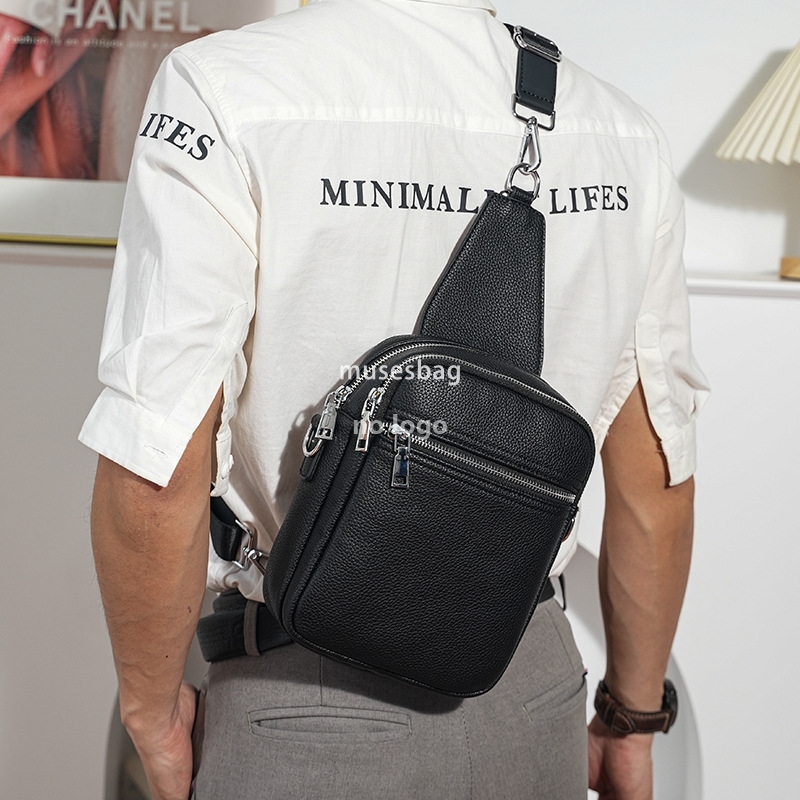 Korean version of the new men's single shoulder crossbody bag fashion mobile key bag large capacity leisure sports chest bag