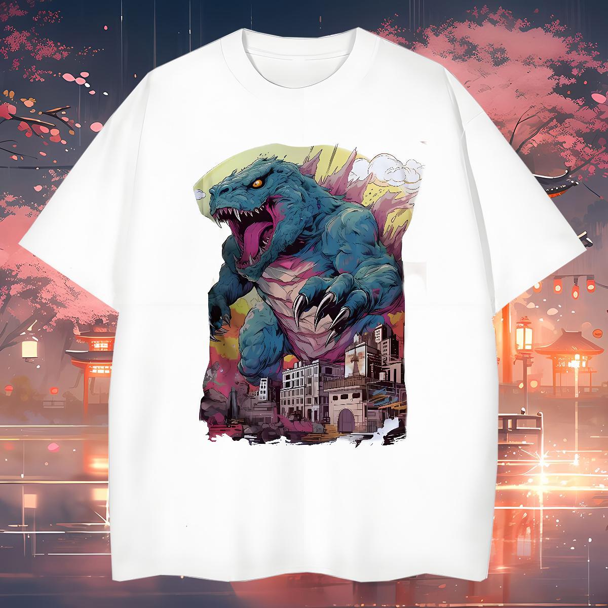 Man T Shirts 230g 100% Cotton dinosaur Daily Outfit Breathable Short Sleeve Oversized 3XL 4XL Men Tops Tees Free Shipping Comfortable Tops Shirt