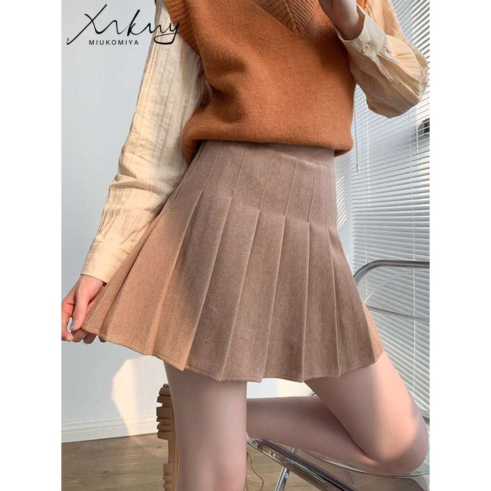 Autumn Wool Skirt For High Waist Mini Woolen Winter School Short Tennis Pleated Skirts With Shorts Women en s s