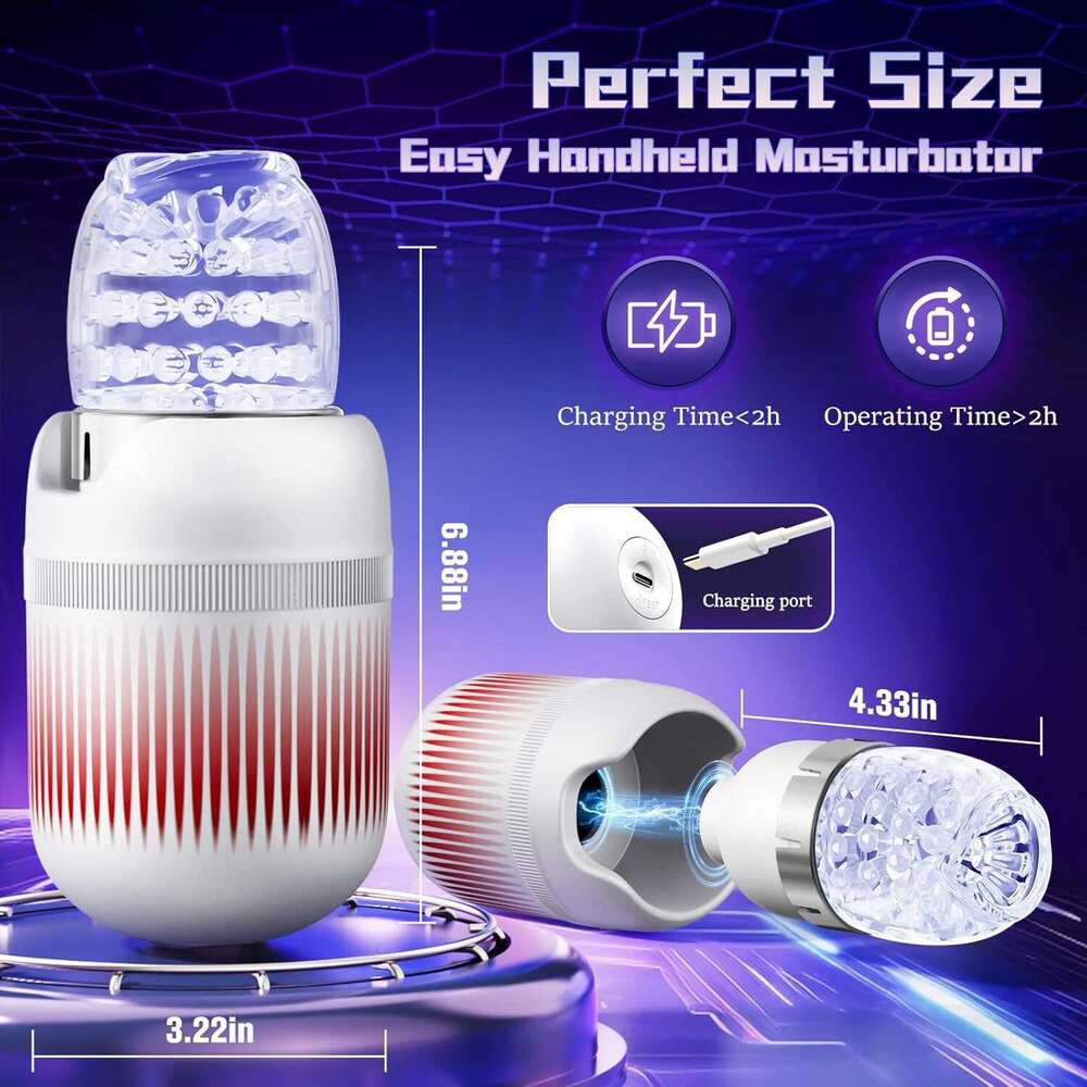 Men's automatic male sexual toy - portable male sexual toy pocket genital vibrator with 4 speeds and 12 rotation modes, electric hands-free machi