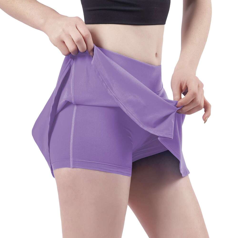 Women Tennis Culottes High Waist Fiess Skirt Training Running Yoga Badminton Sports Shorts Lining Girl Anti-emptied Quick Dry