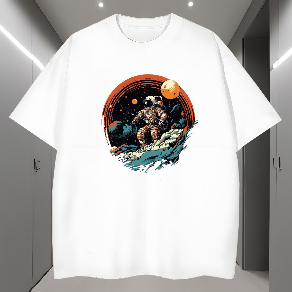 Mens T Shirts 100% Cotton 230g universe Street wear Hip Hop Breathable Skull Tshirts Classic Popular Tee Shirt