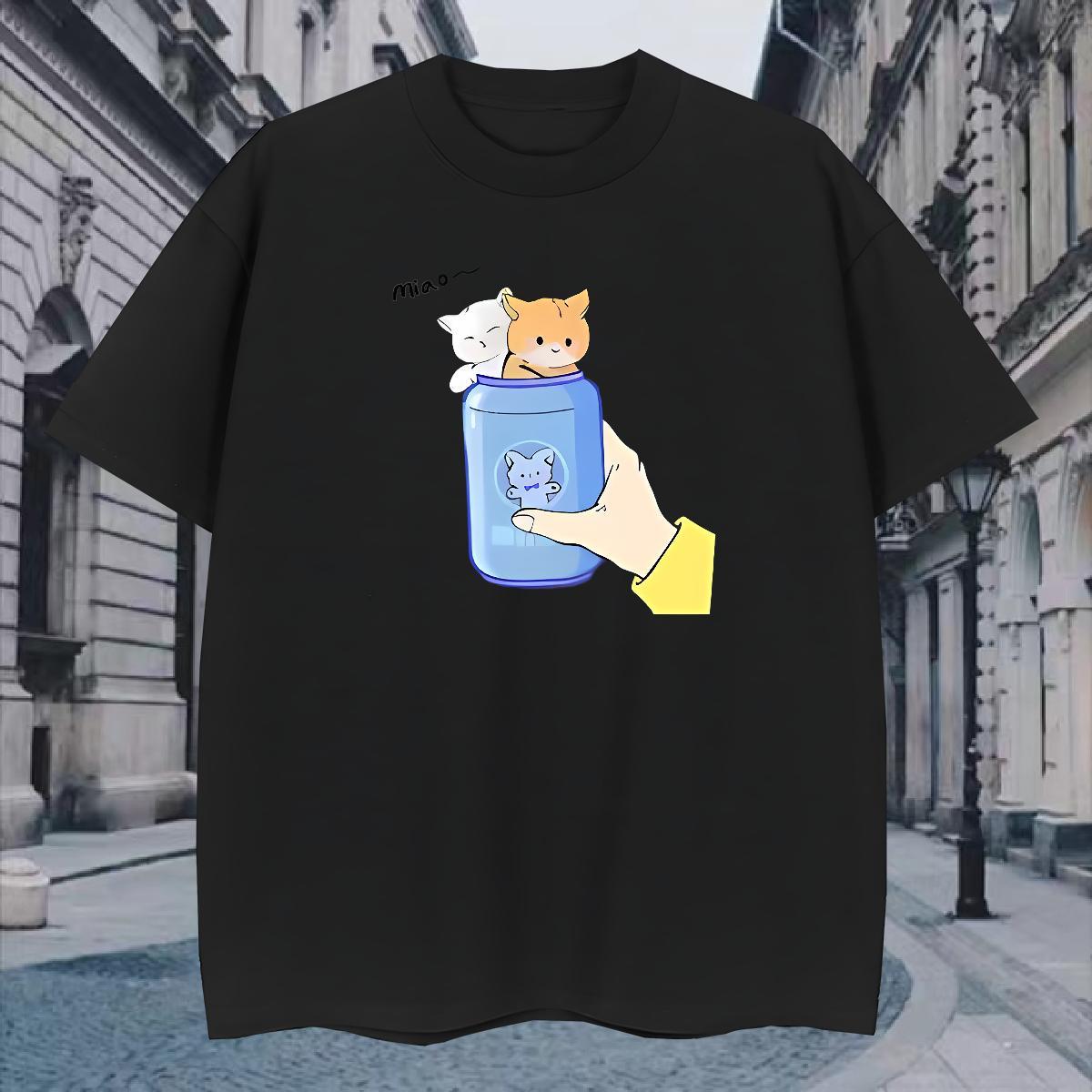 Loose T-Shirts for Men Breathable Crew Neck Sports Casual DIY 230g 100% Cotton Men Clothes T-Shirt DIY Customized Tee Shirt