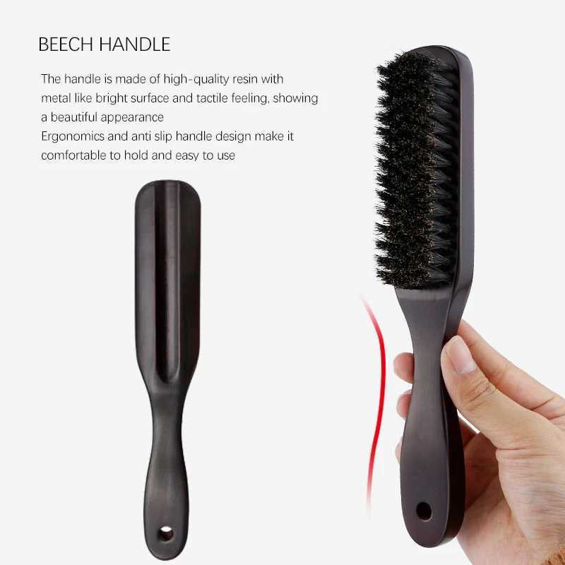 Wooden handle brush cleaning brush mens beard brush anti-static hair stylist hair comb shaving tool W240813