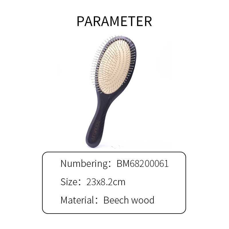 Steel hair brush womens scalp massage pad wooden hair brush metal stainless steel pin shaped comb used for curling hair and hair styling W240813