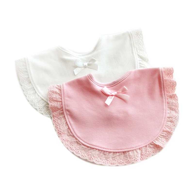 Bibs Burp Cloths Cute Cotton Burp Cloth Triangle Round Lace Bow Princess Super Soft Baby Feeding Drool BibsL4812