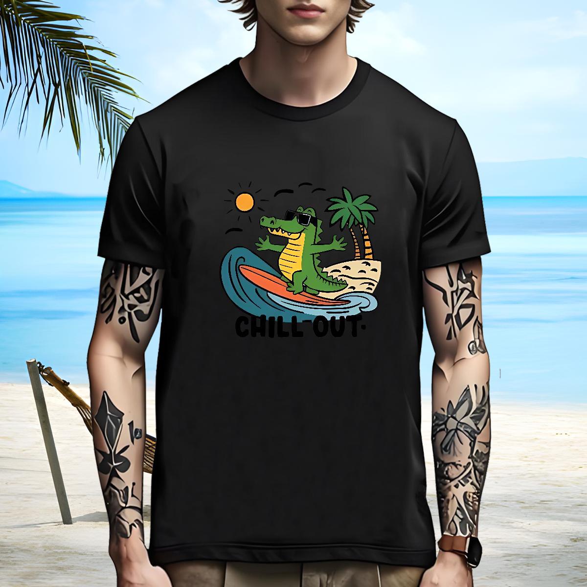 High Quality T Shirts Men dinosaur Breathable Soft High Street Hip Hop DIY Anime 230g Cotton Mens Tshirts Free Shipping Clothes