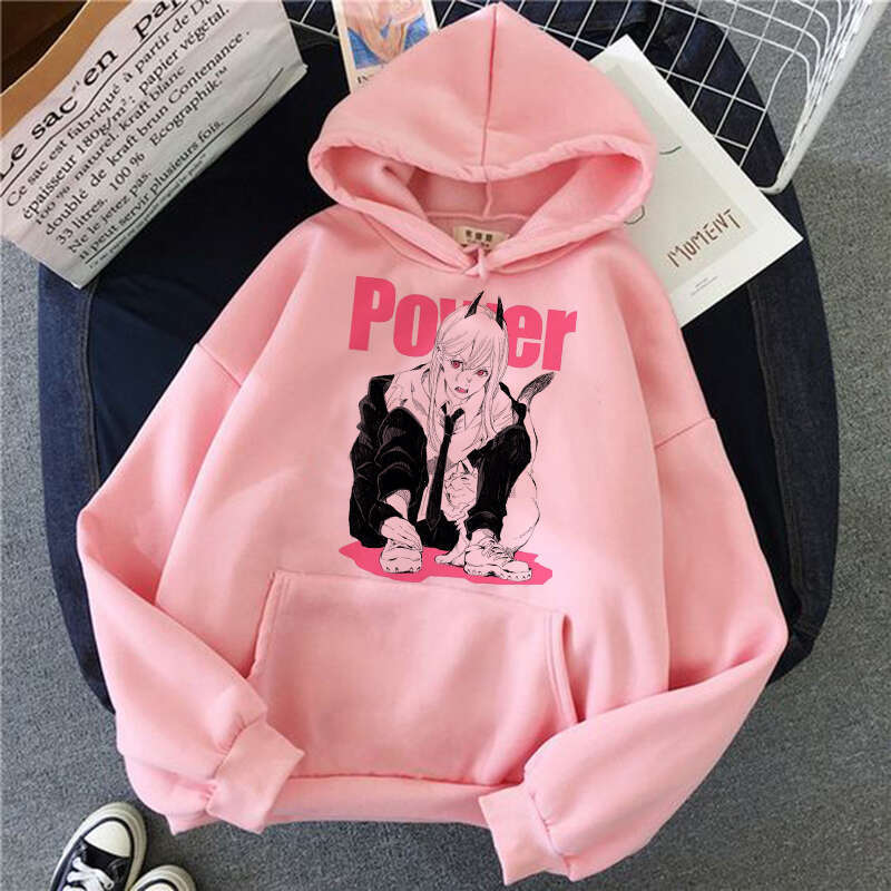 Haruku Anime Chainsaw Man Power Cute Graphic Print Hooded Men Women Hoodies Plus Size Sweatshirt Winter Warm Unisex Pullover