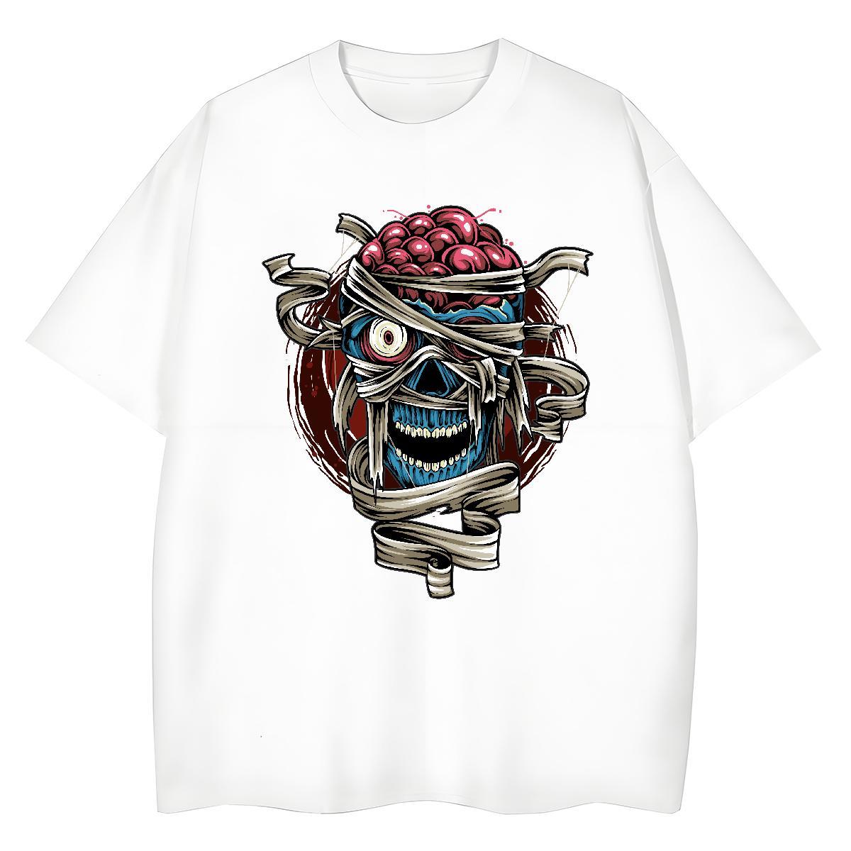 Brand Man T Shirts Halloween Breathable Short Sleeve Casual Cartoon Printing L-4XL 230g Cotton Men Clothes T-Shirt Fashion New Tops