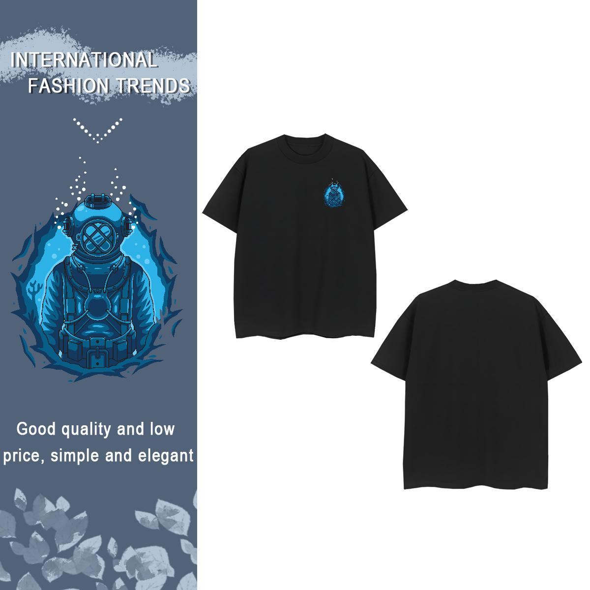T-Shirts 230g Pure Cotton outer space Casual Daily Wear Breathable Short Sleeve Custom Big Size Men Tshirts 2024 Designer Loose Fit Tees