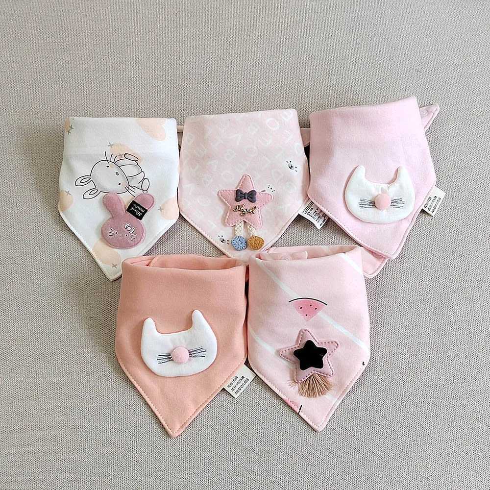 Bibs Burp Cloths 5Pieces/Lot Baby Girl Bib Cotton Triangle Infant Feeding Burp Cloth Teething Drool Boy Bib Newborn AccessoriesL4812