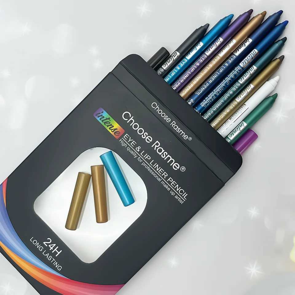 12 Colors Set Glitter Shimmer Eyeliner Stick Pack - Long-Wearing Blue Tone Eyeliner Pencil with Smooth Application - Versatile Y240813