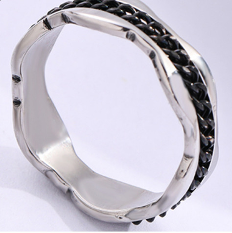 36pcs/lot Creative Wave Shape Rotating Chain Ring Color Mix Stainless Steel Fashion Spinner Ring Sizes Assorted Unisex 240313