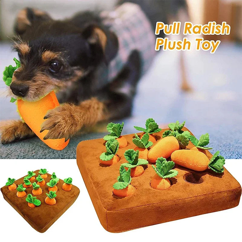 Dog Toys Snuffle Mat for Pet Plush Carrot Toy Mat Innovative Plush Vegetable Field Pull Radish Plush Carrot Dog Interactive Toys 240812