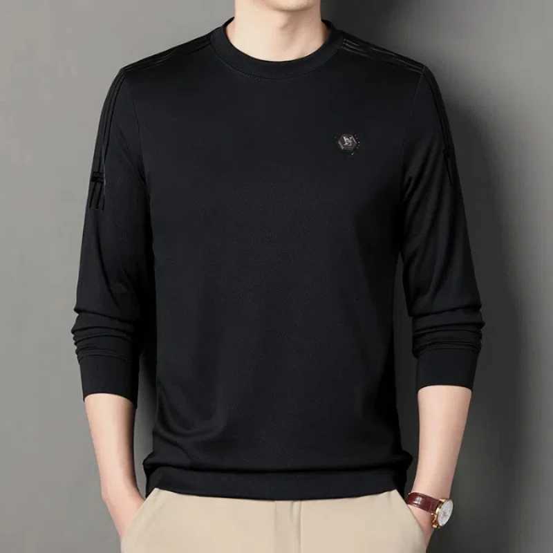 Fashion Male Clothes New Basic Striped Long Sleeve T-Shirt Spring Autumn Men Solid Versatile O-Neck Business Casual Loose TopsM240814