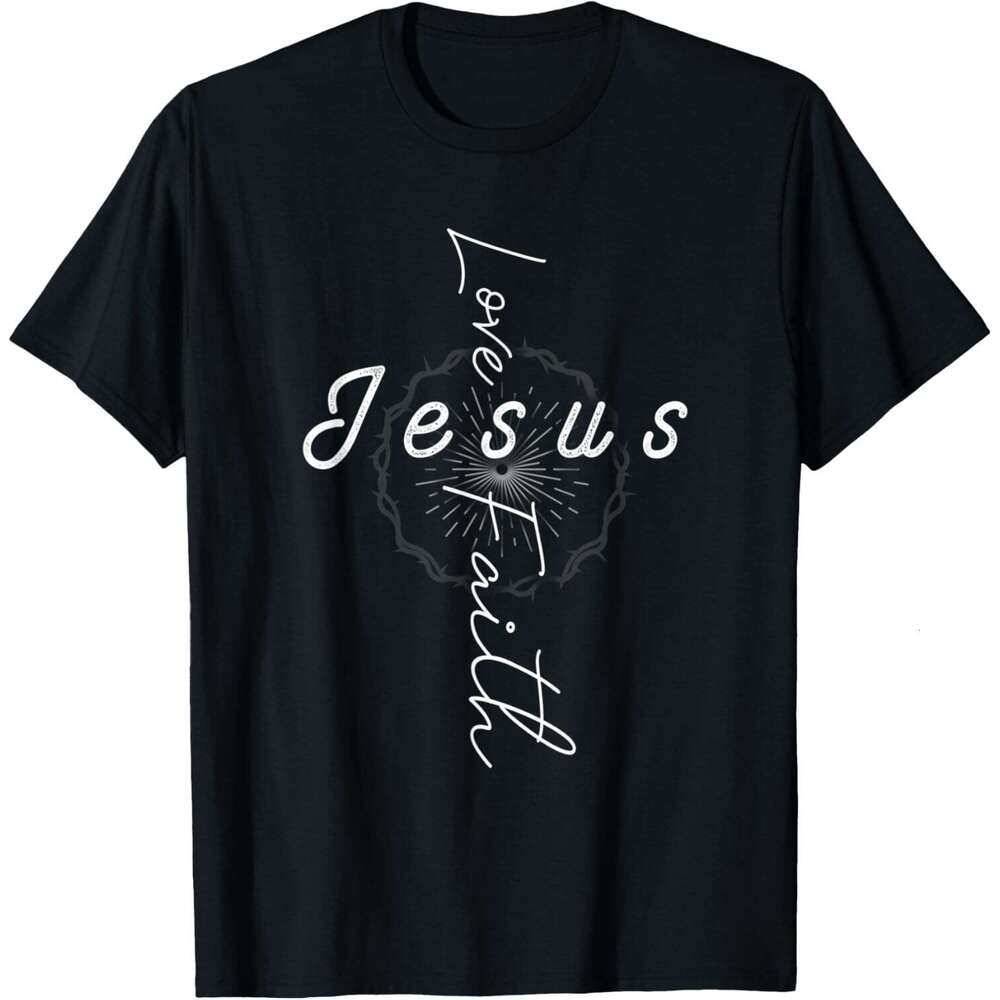 T shirt for Mens Religious Cross Of Words Love Jesus Faith For Christian T-Shirt Shirts Tshirt Graphic Tee Casual Tops Short sleeve Free shipping