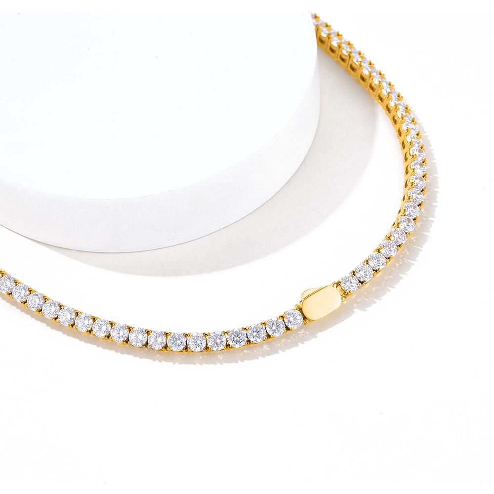 Hip Hop Stainless Steel Tennis Chain Necklace Bracelets 18K Real Gold Plated 5mm Zircon Jewelry