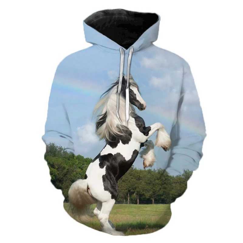 Hoodies 3d Print Animal Rrun Quickly Horse Sweatshirts Boys Girls Unisex Hooded Fashion Sweatshirts kids Long Sleeve Hoodie CoatY240814