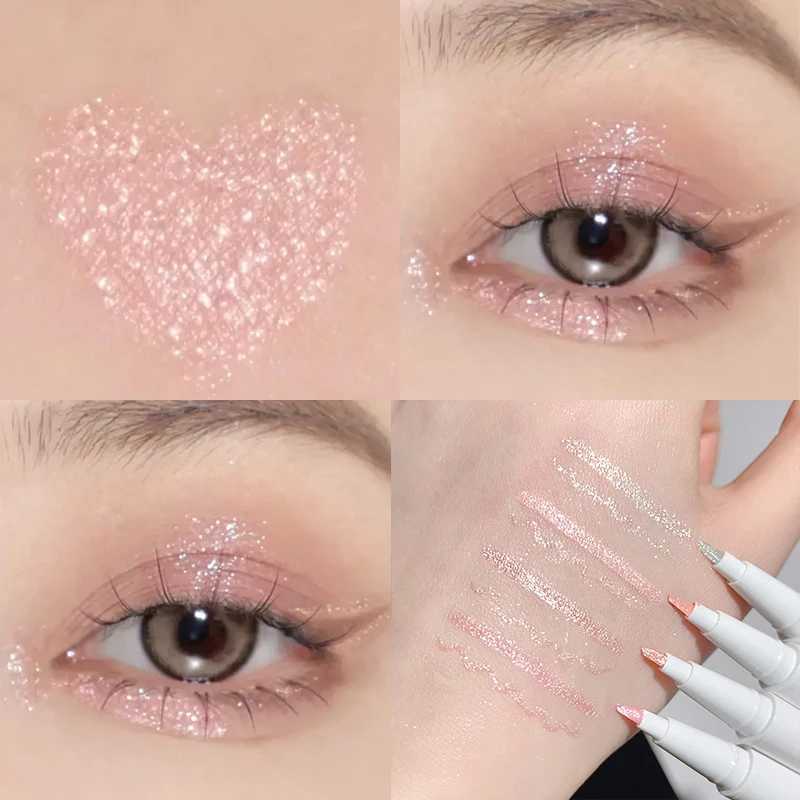 Sparkling Crystal Lying Silkworm Pen Liquid Galaxy Glitter Eyeliner Eye Shadow Pen Blade Brush Head Makeup Peach Highlight Pen Y240813