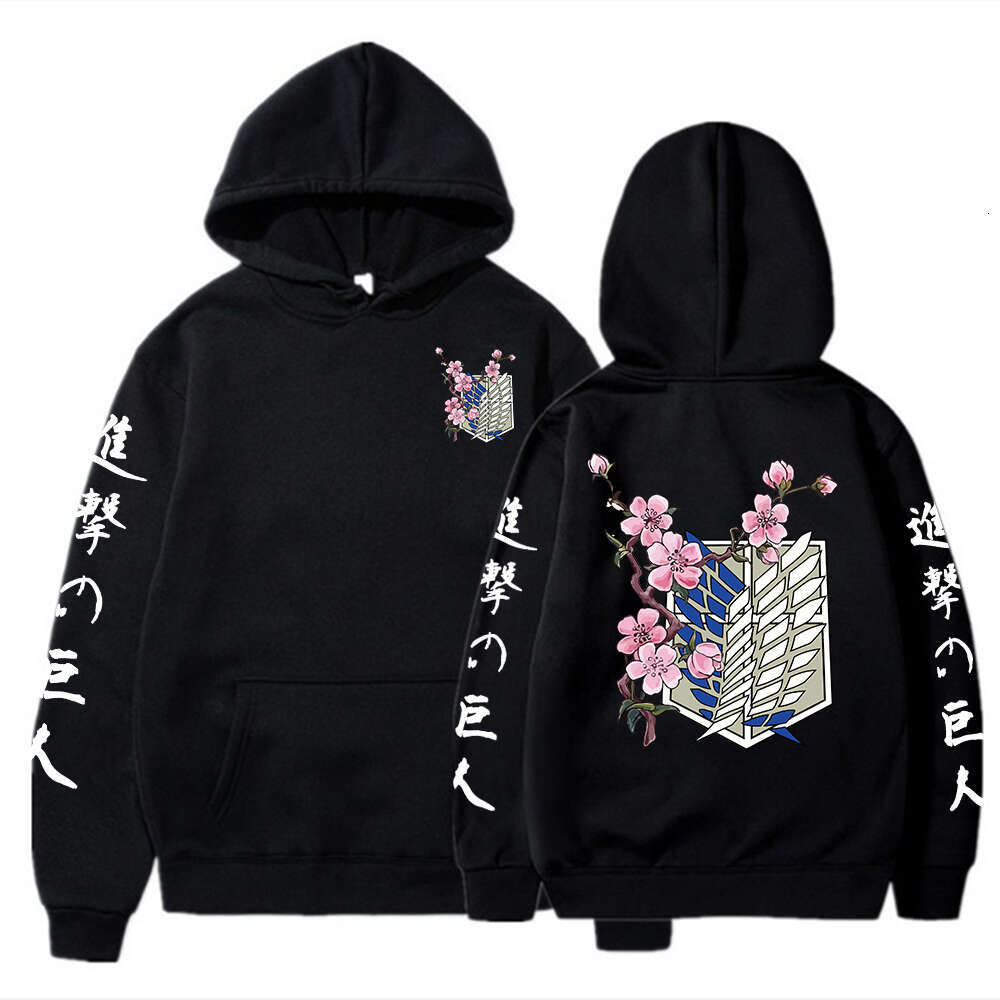 Anime Hot Attack On Titan Of Sakura Wings of Liberty Graphic Men Women Hoodies Plus Size Sweatshirt Streetwear