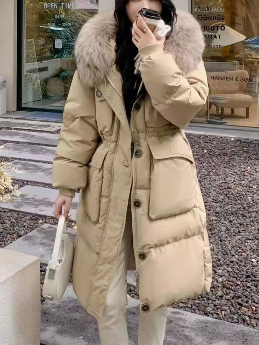 Down Jacket Women Waterproof Winter Long Puffer Jacket 2024 Real Raccoon Fur Hooded Duck Down Coat Female Rain Feather Parkas 240813