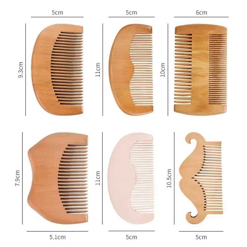 Wood grain beard comb mens mustard hair brush fine fur teeth perfect beard cream essential oil comb W240813