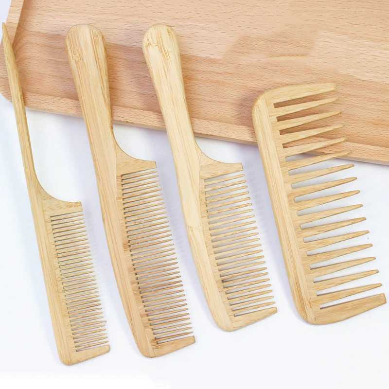 1 natural bamboo and wood comb for womens home travel wood anti-static fine toothed comb W240813