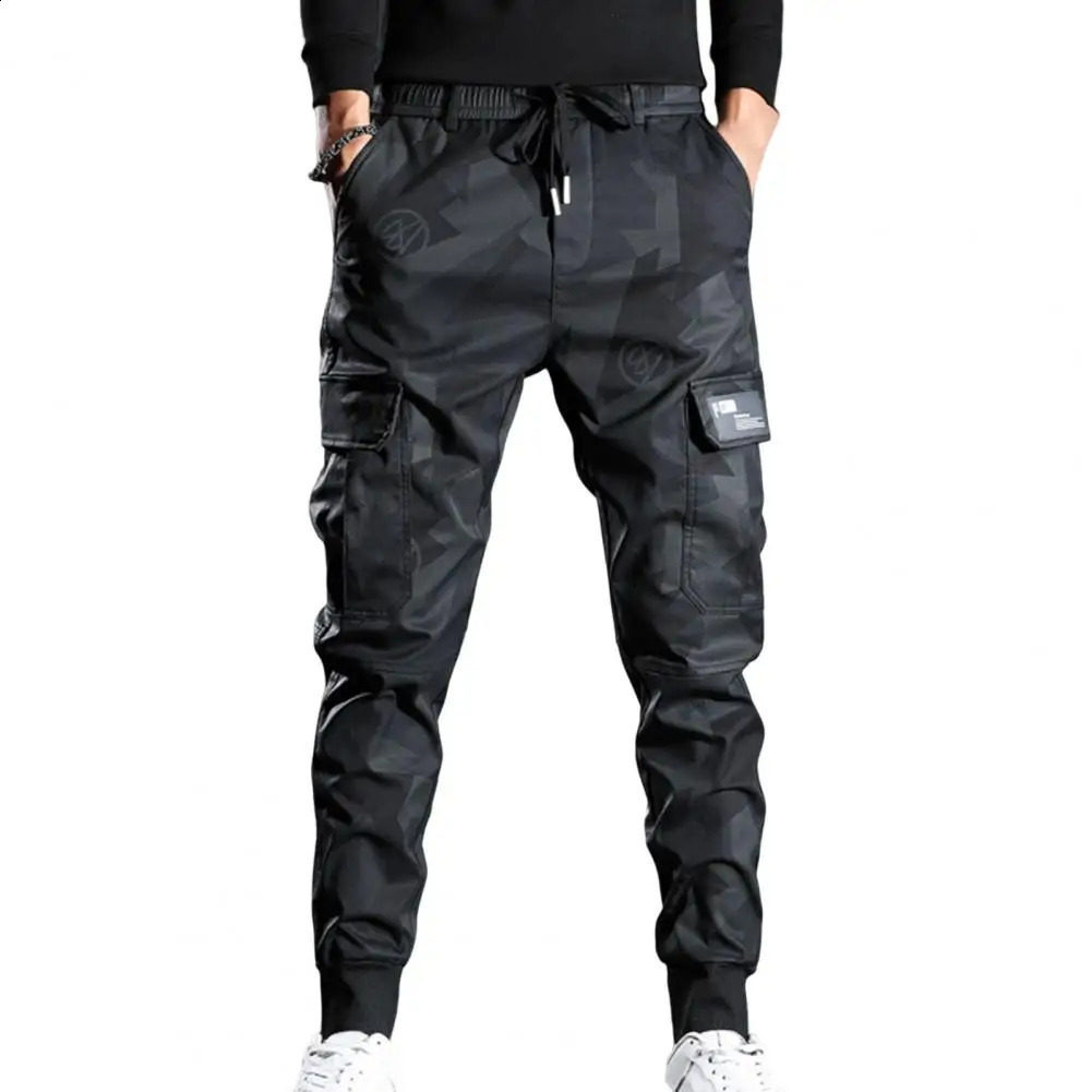 Cargo Pants Camouflage Drawstring Multi Pockets Men Pants Bottoms Ankle Tied Trousers For Daily Wear 240820