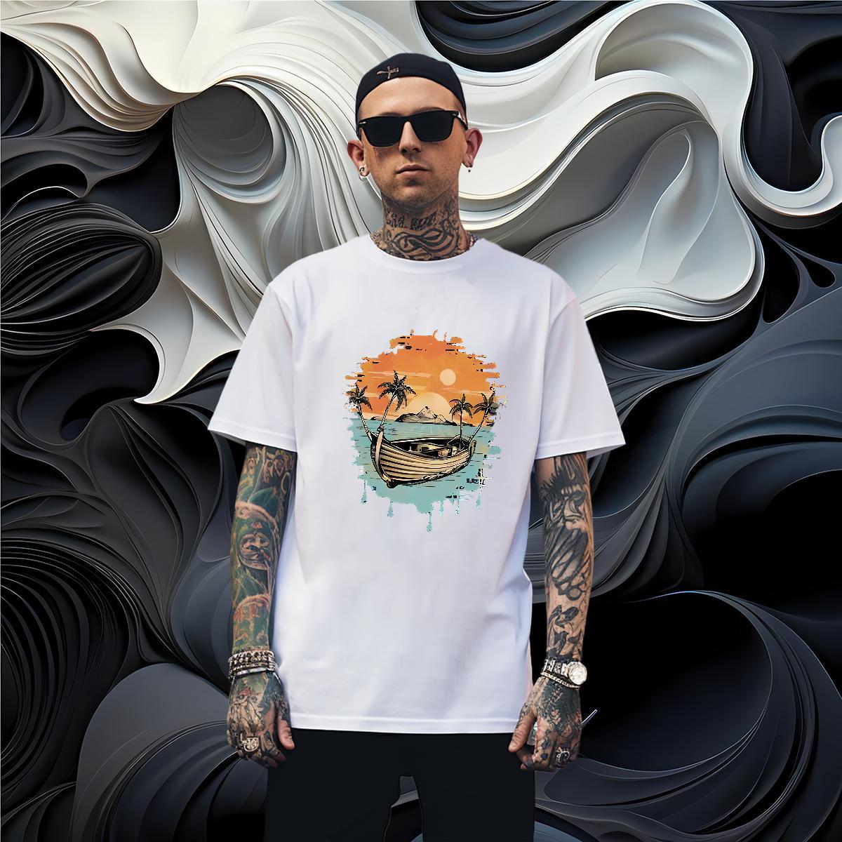 T-Shirts 230g Cotton boat Home Outdoor O Neck Short Sleeves Skull Men Clothes T-Shirt New Designer TOP Quality Clothings